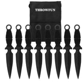 THROWFUN 4/8 Pack 9Cr17 stainless steel- 7.48''(length) 0.09''(thick) , throwing knives set  Full-Tang Throwing Set, with Nylon Sheath for Competition and Recreation Black Darts-YF022